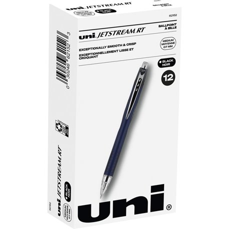 uni Jetstream RT Ballpoint Pen - Fine Pen Point - 0.7 mm Pen Point Size - Retractable - Black - Blue Barrel - 1 Dozen