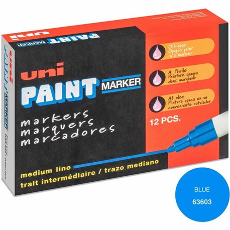 uni uni-Paint PX-20 Oil-Based Paint Marker - Medium Marker Point - Blue Oil Based Ink - White Barrel - 1 Dozen