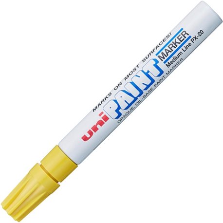 uni uni-Paint PX-20 Oil-Based Paint Marker - Medium Marker Point - Yellow Oil Based Ink - White Barrel - 1 Each