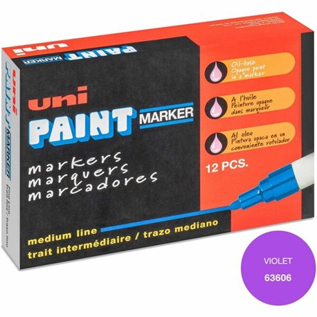 uni uni-Paint PX-20 Oil-Based Marker - Medium Marker Point - Violet Oil Based Ink - White Barrel - 1 Dozen