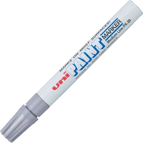 uni uni-Paint PX-20 Oil-Based Paint Marker - Medium Marker Point - Metallic Silver Oil Based Ink - Silver Barrel - 1 Each