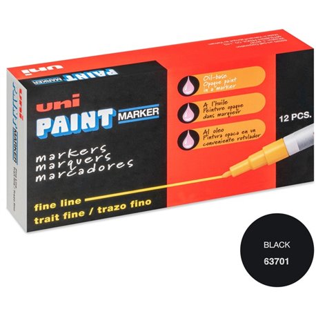 uni uni-Paint PX-21 Oil-Based Paint Marker - Fine Marker Point - Retractable - Black - Rubber Barrel - 1 Each