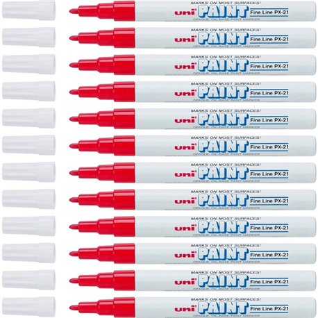 uni uni-Paint PX-21 Oil-Based Marker - Fine Marker Point - Red Oil Based Ink - 1 Dozen