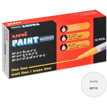 uni Uni-Paint PX-21 Oil-Based Marker - Fine Marker Point - White Oil Based Ink - 1 Dozen