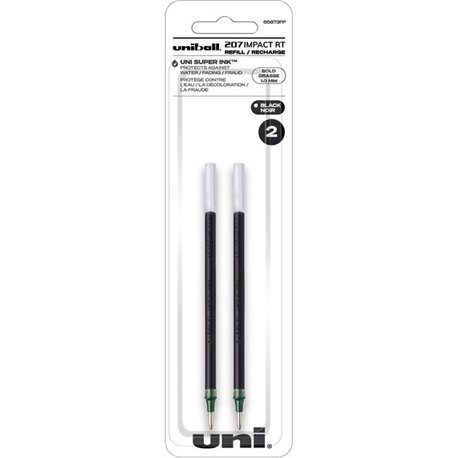 uniball 207 Impact RT Gel Pen Refill - 1 mm, Bold Point - Black Ink - Acid-free, Fade Proof, Water Proof, Super Ink - 2 / Pack