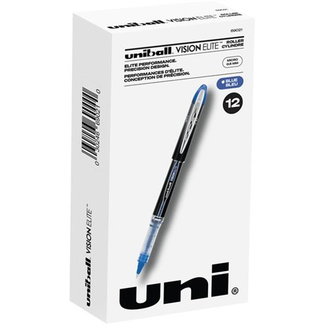 uniball Vision Elite Rollerball Pen - Micro Pen Point - 0.5 mm Pen Point Size - Blue Pigment-based Ink - 1 Each