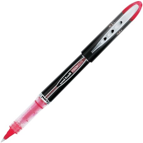 uniball Vision Elite Rollerball Pen - Micro Pen Point - 0.5 mm Pen Point Size - Red Pigment-based Ink - 1 Each