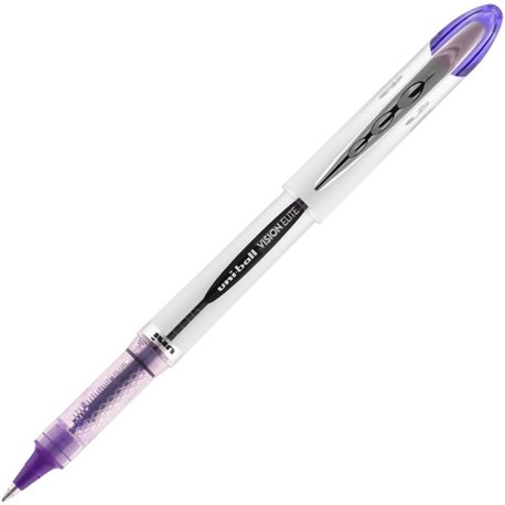 uniball Vision Elite Rollerball Pen - Bold Pen Point - 0.8 mm Pen Point Size - Refillable - Violet Gel-based Ink - Light Gray Ba