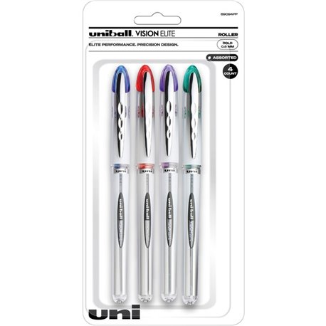 uniball Vision Elite Rollerball Pen - Bold Pen Point - 0.8 mm Pen Point Size - Refillable - Blue, Red, Green, Violet Pigment-bas