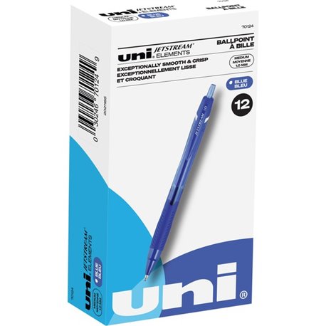 uni Jetstream Elements Ballpoint Pen - Medium Pen Point - 1 mm Pen Point Size - Blue Gel-based Ink - 1 Dozen