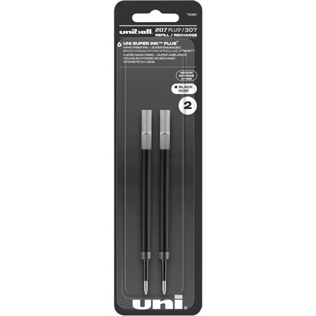 uniball 207 PLUS+ Gel Pen - 0.70 mm, Medium Point - Black Ink - Super Ink, Water Resistant, Fade Resistant, Fraud Resistant - 2 