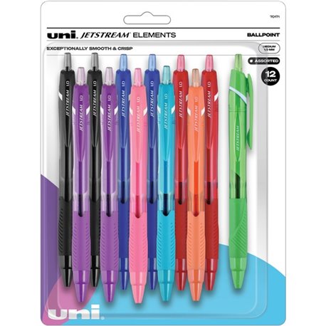 uni Jetstream Elements Ballpoint Pen - Medium Pen Point - 1 mm Pen Point Size - Retractable - Black, Red, Blue, Light Blue, Oran