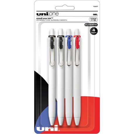 uni ONE Gel Pen - Medium Pen Point - 0.7 mm Pen Point Size - Multi Gel-based Ink - 4 / Pack