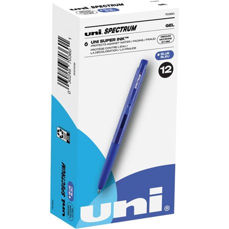 uni Spectrum Gel Pen - Medium Pen Point - 0.7 mm Pen Point Size - Blue Gel-based Ink - 1 Dozen