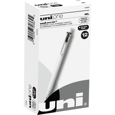 uni ONE Gel Pen - Medium Pen Point - 0.7 mm Pen Point Size - Black Gel-based Ink - 1 Dozen