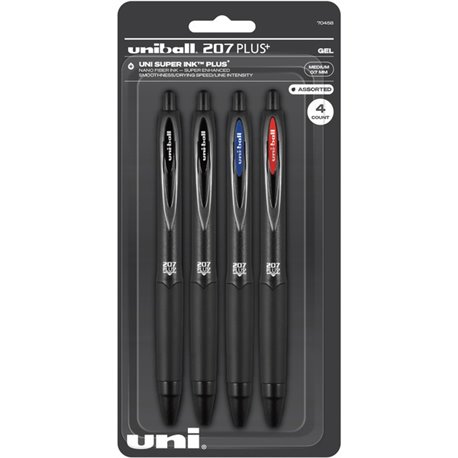 uniball 207 Plus+ Gel Pen - Medium Pen Point - 0.7 mm Pen Point Size - Retractable - Assorted Gel-based, Nanofiber Ink Ink - Bla