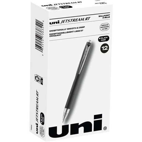 uni Jetstream RT Ballpoint Pen - Medium Pen Point - 1 mm Pen Point Size - Retractable - Black Pigment-based Ink - 1 Dozen