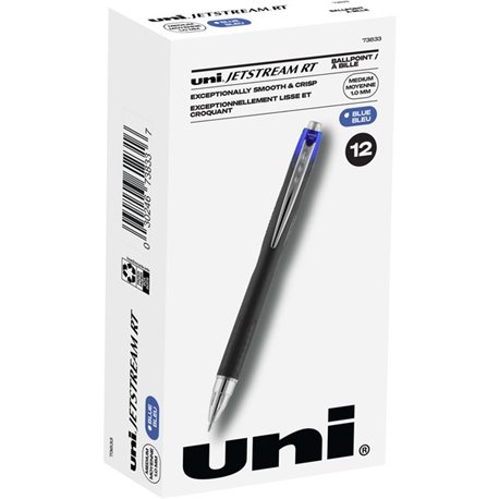 uni Jetstream RT Ballpoint Pen - Medium Pen Point - 1 mm Pen Point Size - Retractable - Blue Pigment-based Ink - 1 Dozen