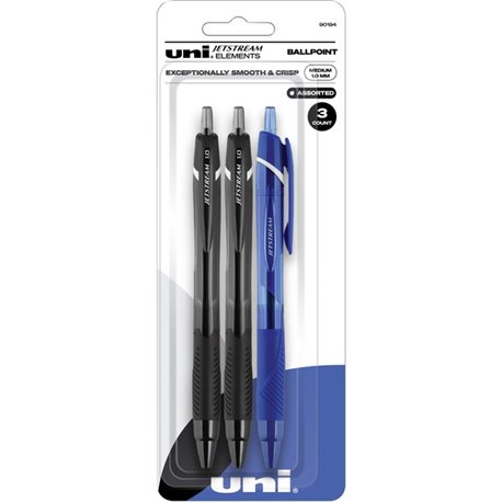 uni Jetstream Elements Ballpoint Pen - Medium Pen Point - 1 mm Pen Point Size - Assorted Gel-based Ink - 3 / Pack