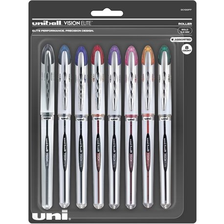 uniball Vision Elite Rollerball Pen - Bold Pen Point - 0.8 mm Pen Point Size - Refillable - Retractable - Assorted Gel-based Ink