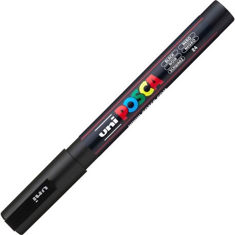 uni Posca PC-3M Paint Markers - Fine Marker Point - Black Water Based, Pigment-based Ink - 6 / Pack