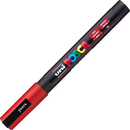 uni Posca PC-3M Paint Markers - Fine Marker Point - Red Water Based, Pigment-based Ink - 6 / Pack