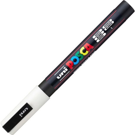 uni Posca PC-3M Paint Markers - Fine Marker Point - White Water Based, Pigment-based Ink - 6 / Pack