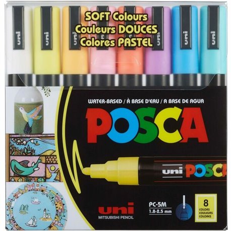 uni Posca PC-5M Paint Markers - Medium Marker Point - Assorted Water Based, Pigment-based Ink - 8 / Pack