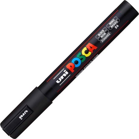 uni Posca PC-5M Paint Markers - Medium Marker Point - Black Water Based, Pigment-based Ink - 6 / Pack