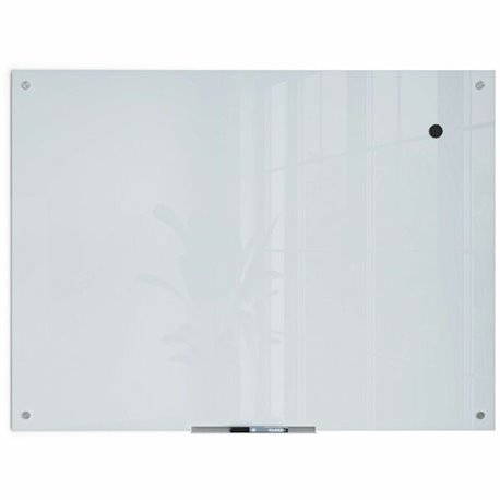 U Brands Magnetic Glass Dry Erase Board - 35" (2.9 ft) Width x 47" (3.9 ft) Height - Frosted White Tempered Glass Surface - Rect