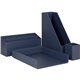 U Brands 4 Piece Desk Organization Kit - 4.1" Height x 9.8" Width12" Length%Desktop - Sturdy, Lightweight - Navy - Chipboard, Pa