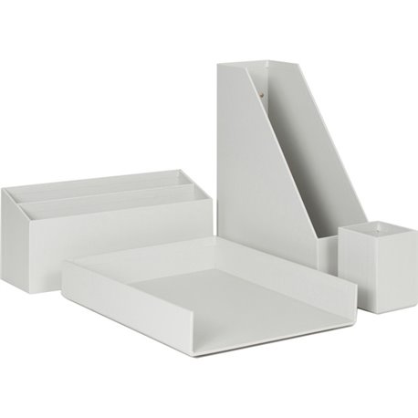 U Brands 4 Piece Desk Organization Kit - 4.1" Height x 9.8" Width12" Length%Desktop - Sturdy, Lightweight - Gray - Chipboard, Pa