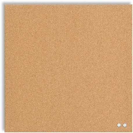 U Brands Square Cork Bulletin Board, 14 x 14 Inches, Frameless, Natural, Push Pins Included (463U00-04) - Natural Cork Surface -