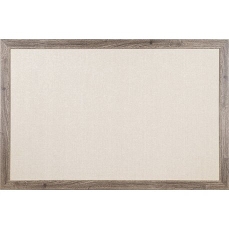 U Brands Linen Bulletin Board, 35" X 23" , Rustic Wood Frame - 35" Height x 23" Width - Tan Linen Surface - Self-healing, Durabl