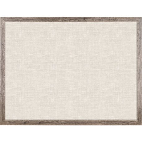 U Brands Linen Bulletin Board, 47" X 35" , Rustic Wood Frame - 47" Height x 35" Width - Tan Linen Surface - Self-healing, Durabl