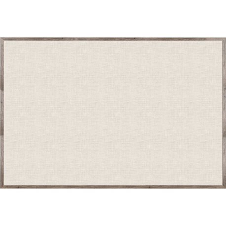 U Brands Linen Bulletin Board, 72" X 47" , Rustic Wood Frame - 72" Height x 47" Width - Tan Linen Surface - Self-healing, Durabl