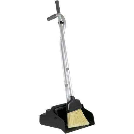 Unger SmartColor Telescopic Ergo Dustpan Set - 10" Aluminum Handle - Plastic - Gray - 1 Each