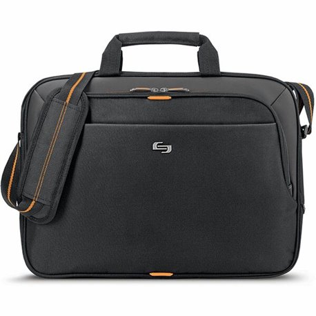 Solo Carrying Case (Briefcase) for 15.6" iPad Notebook - Orange, Black - Polyester Body - Handle, Shoulder Strap - 11.8" Height 