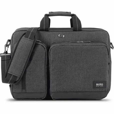 Solo Urban Carrying Case (Briefcase) for 15.6" iPad Notebook - Gray, Black - Damage Resistant - Polyester Body - Handle, Shoulde