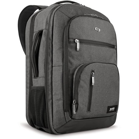 Solo Carrying Case (Backpack) for 17.3" Notebook - Gray - Damage Resistant, Bump Resistant - Checkpoint Friendly - Shoulder Stra