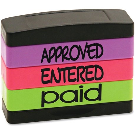 stackSTAMP Stamp Message Stack Set - Message Stamp - "APPROVED, ENTERED, PAID" - 1.81" Impression Width x 0.63" Impression Lengt