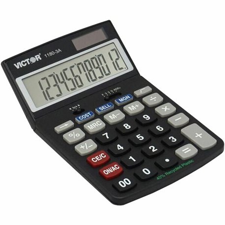 Victor 11803A Business Calculator - Easy-to-read Display, Auto Power Off - 12 Digits - LCD - Battery/Solar Powered - 1.1" x 4" x