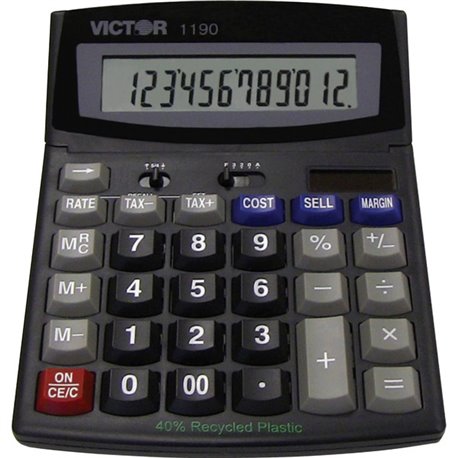 Victor 1190 Desktop Display Calculator - Easy-to-read Display, Large LCD, Tilt Display, Sign Change, Automatic Power Down, Indep