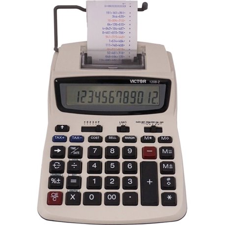 Victor 1208-2 12 Digit Compact Commercial Printing Calculator - 2.3 LPS - Extra Large Display, Clock, Date, Sign Change, Environ