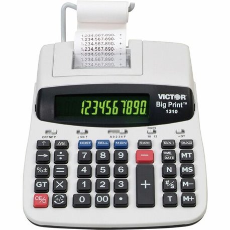 Victor 1310 Big Print Commercial Printing Calculator - Thermal - 6 lps - Date, Clock, Independent Memory - 10 Digits - Dot Matri