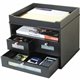 Victor 5500-5 Midnight Black Tidy Tower - 10.9" Height x 12.8" Width x 10.6" Depth - Desktop - Black - Wood, Faux Leather - 1Eac