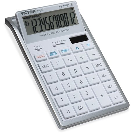 Victor 12-Digit Check and Correct Desk Calculator - Large Display, Tilt Display, 3-Key Memory, Automatic Power Down, Dual Power,