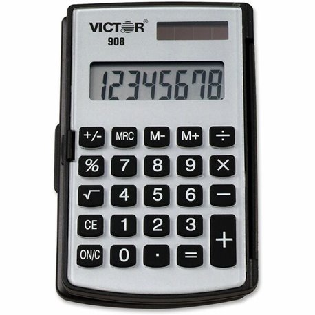 Victor 908 Handheld Calculator - Big Display, Battery Backup, Independent Memory, Rounded Keytop, Dual Power - 8 Digits - LCD - 