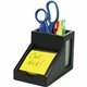 Victor 9505-5 Midnight Black Pencil Cup with Note Holder - 4.4" x 5.6" x 3.9" - Wood, Glass - 1 Each - Black