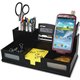 Victor 9525-5 Midnight Black Desk Organizer with Smart Phone Holder - 6 Compartment(s) - 4.0" Height x 5.5" Width x 10.4" Depth 